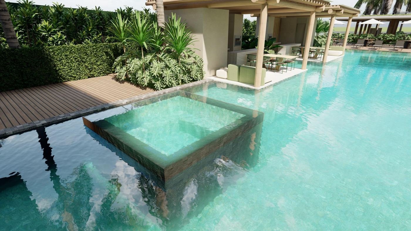 Piscina do club house com águas cristalinas